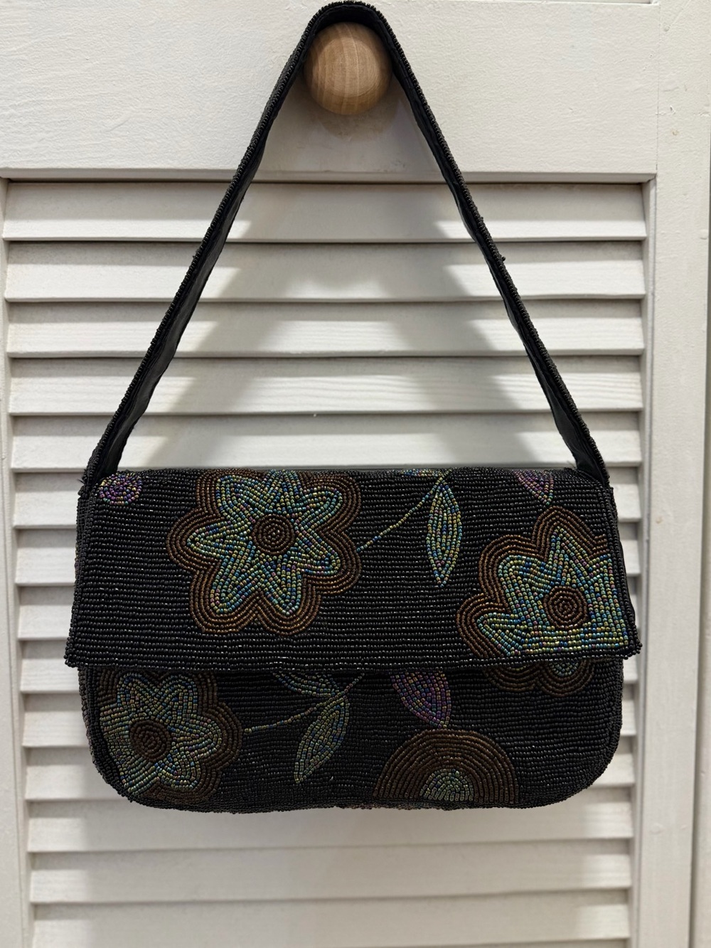 Vintage Another Y&S Original Micro-Beaded Floral Shoulder Bag 90s Y2K - Picture 2 of 16